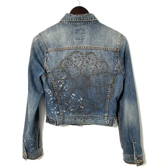 Lucky Brand Studded Distressed Jean Jacket - Picture 2 of 8